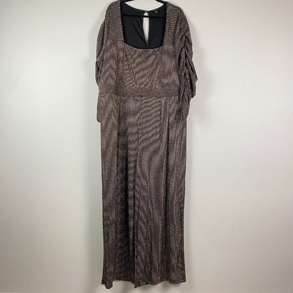 Torrid Glitter Knit Sweetheart Neck Jumpsuit Plus Sz 26 Gold Black Womens Party - Picture 1 of 15